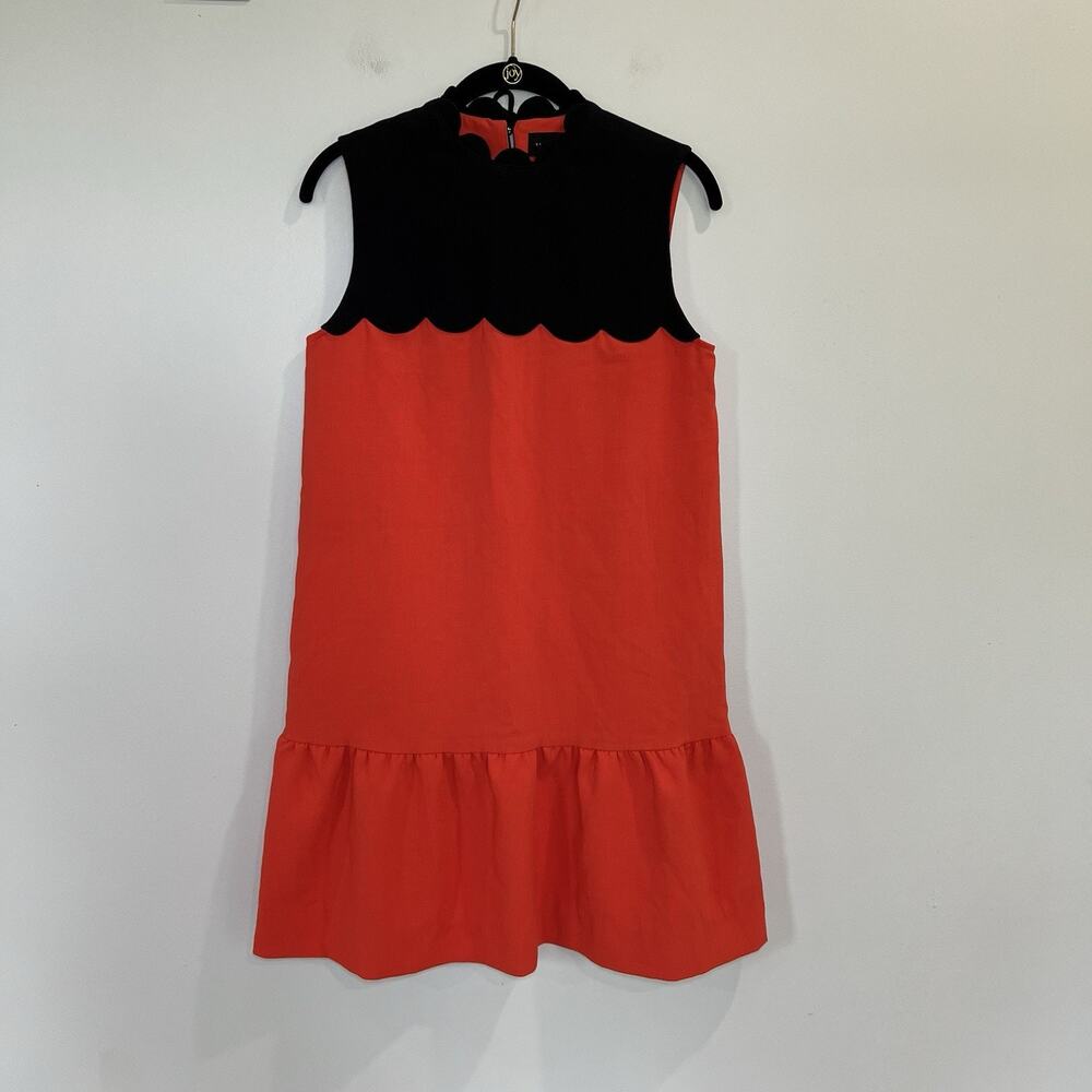 Victoria Beckham For Target Orange Drop Waist‎ Scallop Trim Dress Size Small